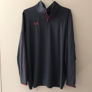 UA 1/4 Zip Pullover. Red/Gray